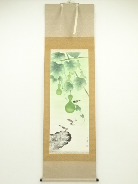 JAPANESE HANGING SCROLL / HAND PAINTED / SIX GOURDS